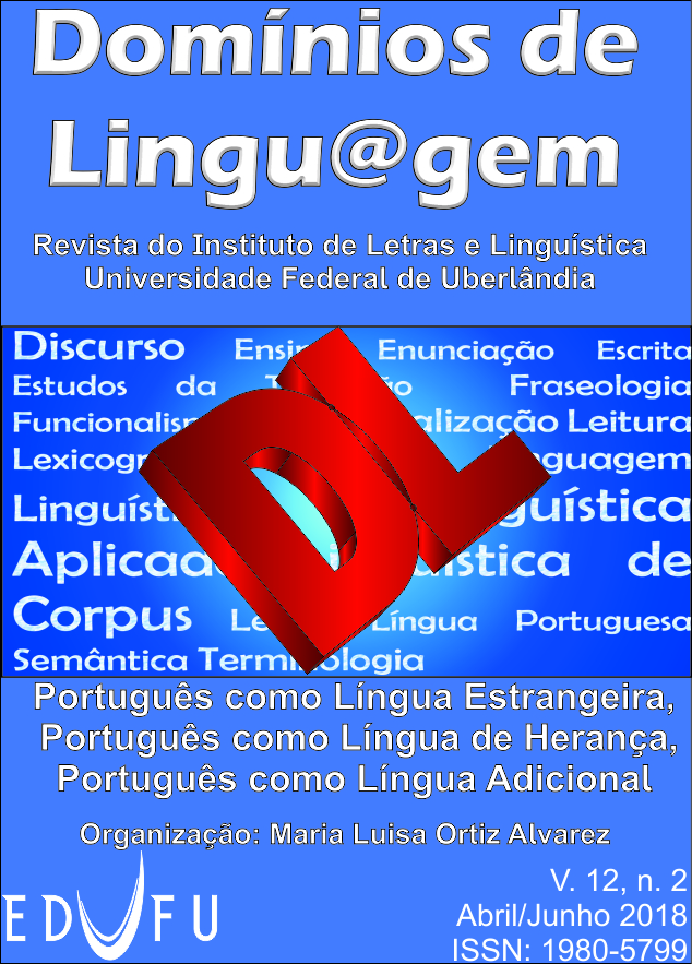 					Visualizar v. 12 n. 2 (2018): Português como Língua Estrangeira, Português como Língua de Herança, Português como Língua Adicional
				